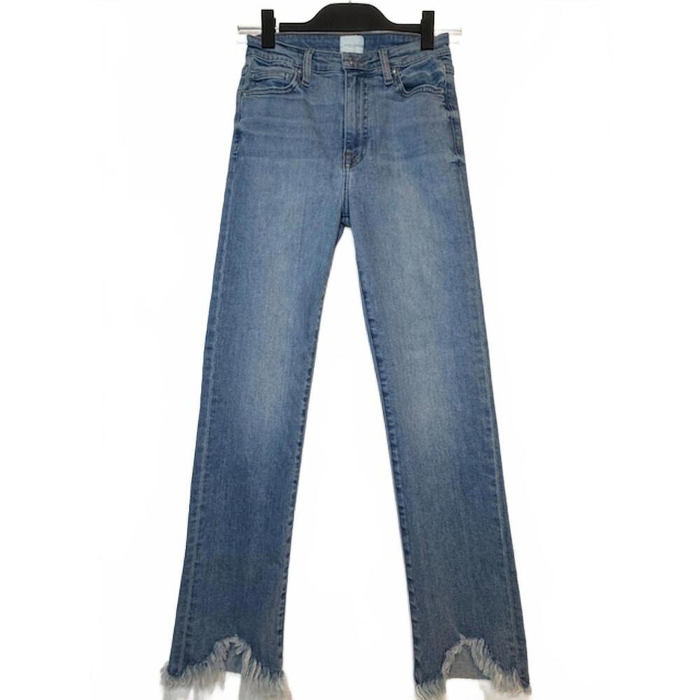 Jonathan Simkhai River Straight Leg Jeans Light Wash Frayed Hem Size 24
